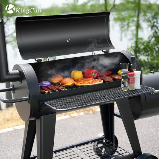 KingChii Heavy Duty Charcoal Grills with Charcoal Wood Offset Smokers for Outdoor Patio BBQ Grilling, 547 SQ.IN.