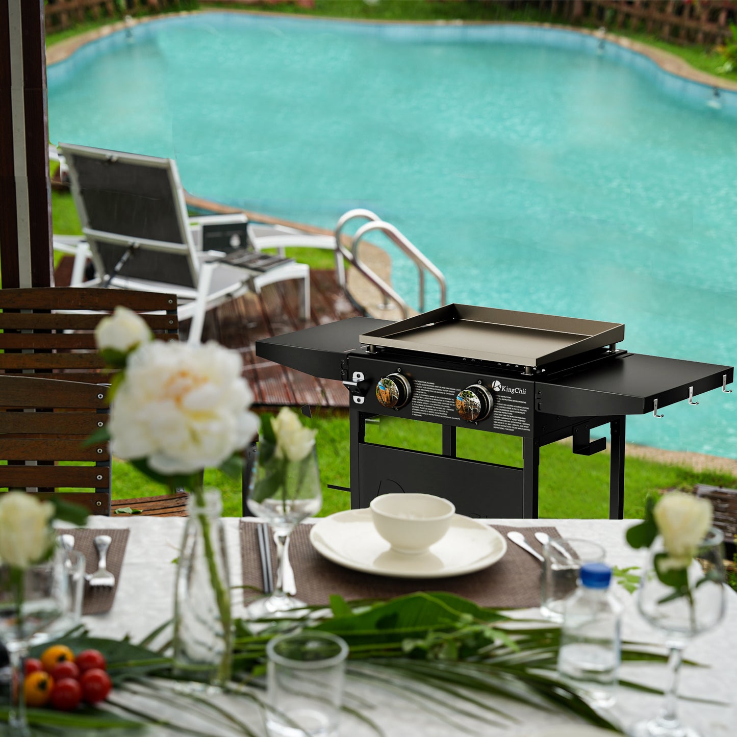 KingChii 2-Burner 19" Propane Griddle for Backyard & Patio