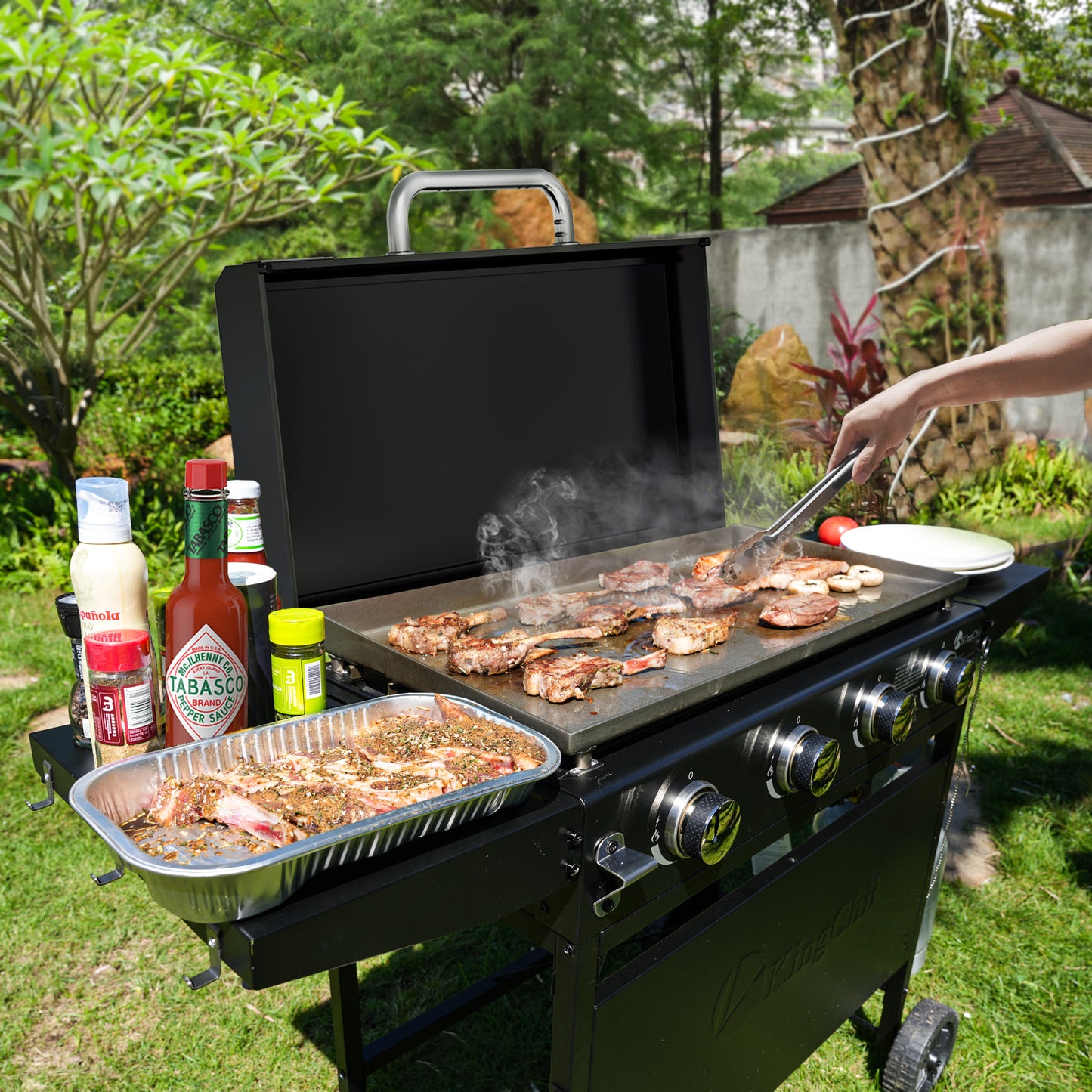 KingChii 4-Burner 35" Propane Griddle with Hard Cover