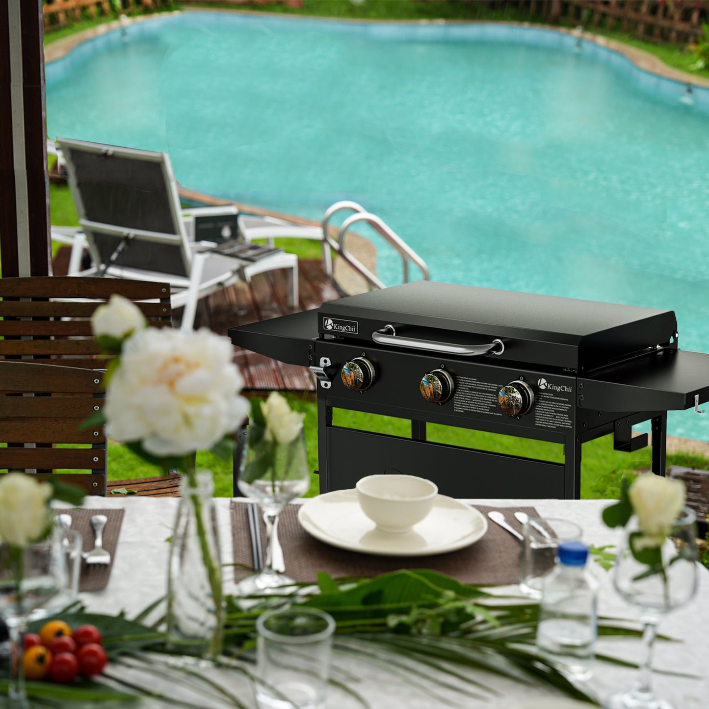 KingChii 3-Burner 28" Propane Griddle with Hard Cover