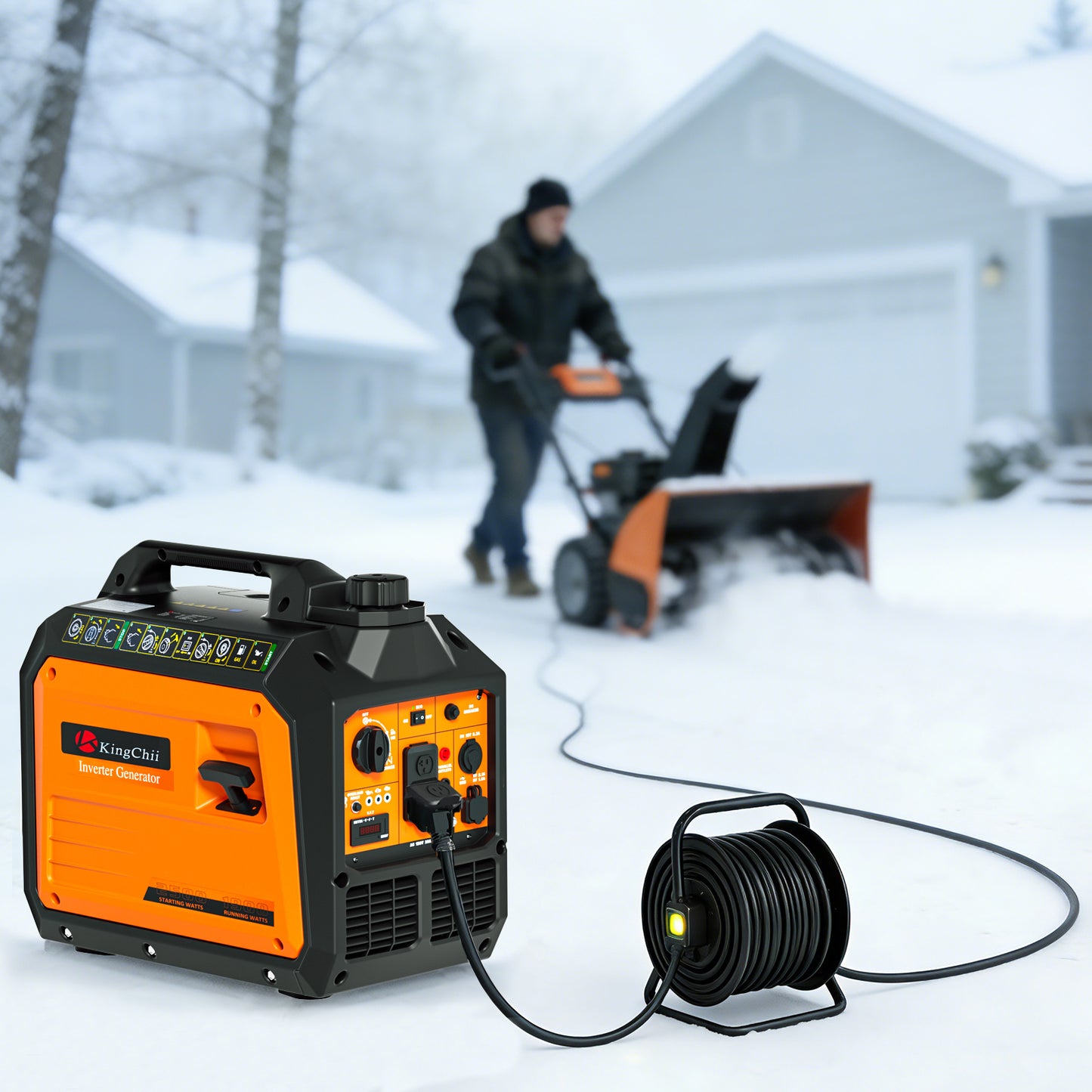 Kingchii 2500W Inverter Generator, Portable Gas Powered, RV Ready, ECO Mode, Low Oil Shutdown, EPA Compliant, for Camping & Home Backup