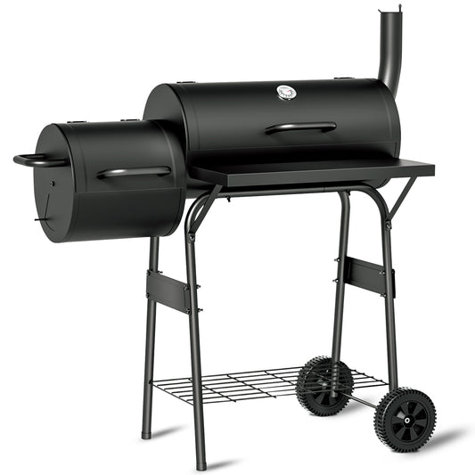 KingChii BBQ Charcoal Smoker and Grills, Offset Smoker for Outdoor, Garden, Patio and Backyard, Black