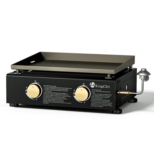 KingChii Portable 2-Burner 19" Propane Griddle Table Top Gas Grill Griddle