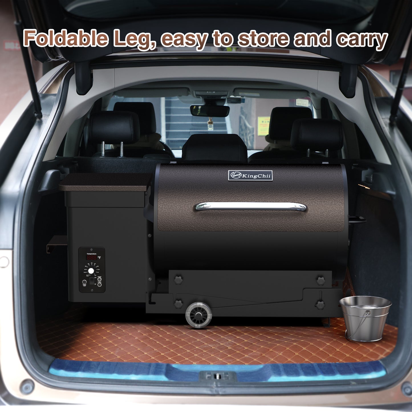 KingChii 456 sq. in Wood Pellet Smokerwith Auto Temperature Controls, Folding Legs