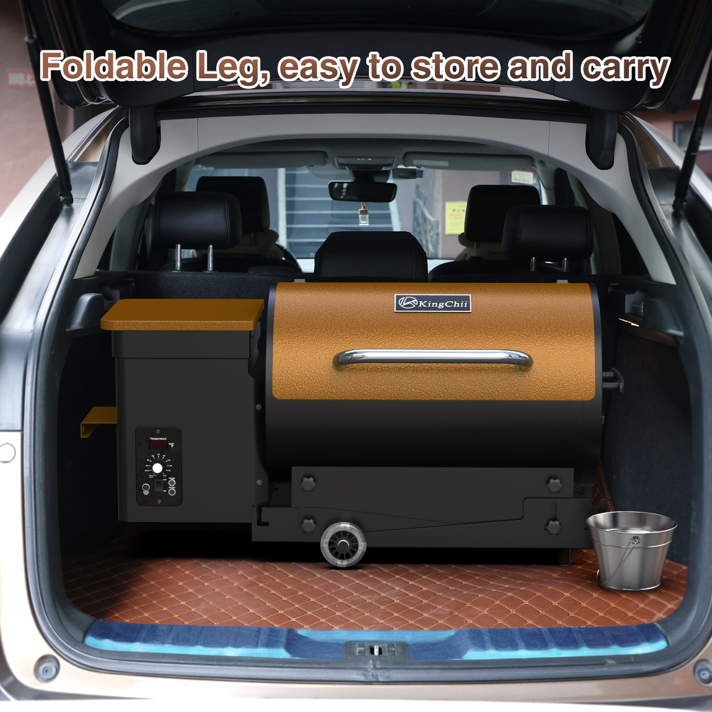 KingChii 456 sq. in Wood Pellet Smoker & Grill BBQ with Auto Temperature Control, Folding Legs for Outdoor Patio RV, Bronze