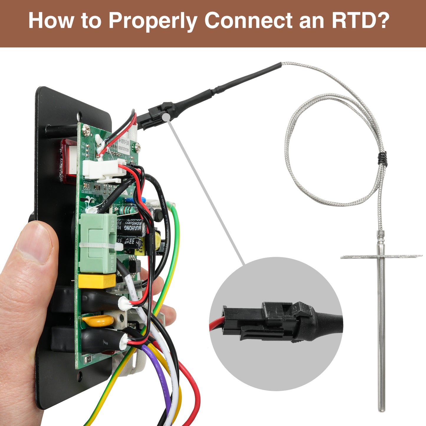 Replacement PID Digital Pro Control Panel and RTD Temperature Probe Sensor - Fits for KingChii HWPG 456A/B/C/D/E Wood Pellet Grills and Smoker