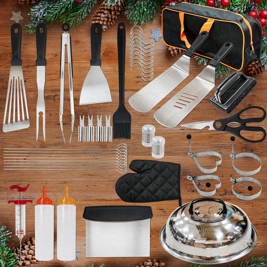 KingChii 44-Piece Griddle Accessories Kit Grill Tools Set with Storage Bag for Professional BBQ and Outdoor Barbecue Cooking