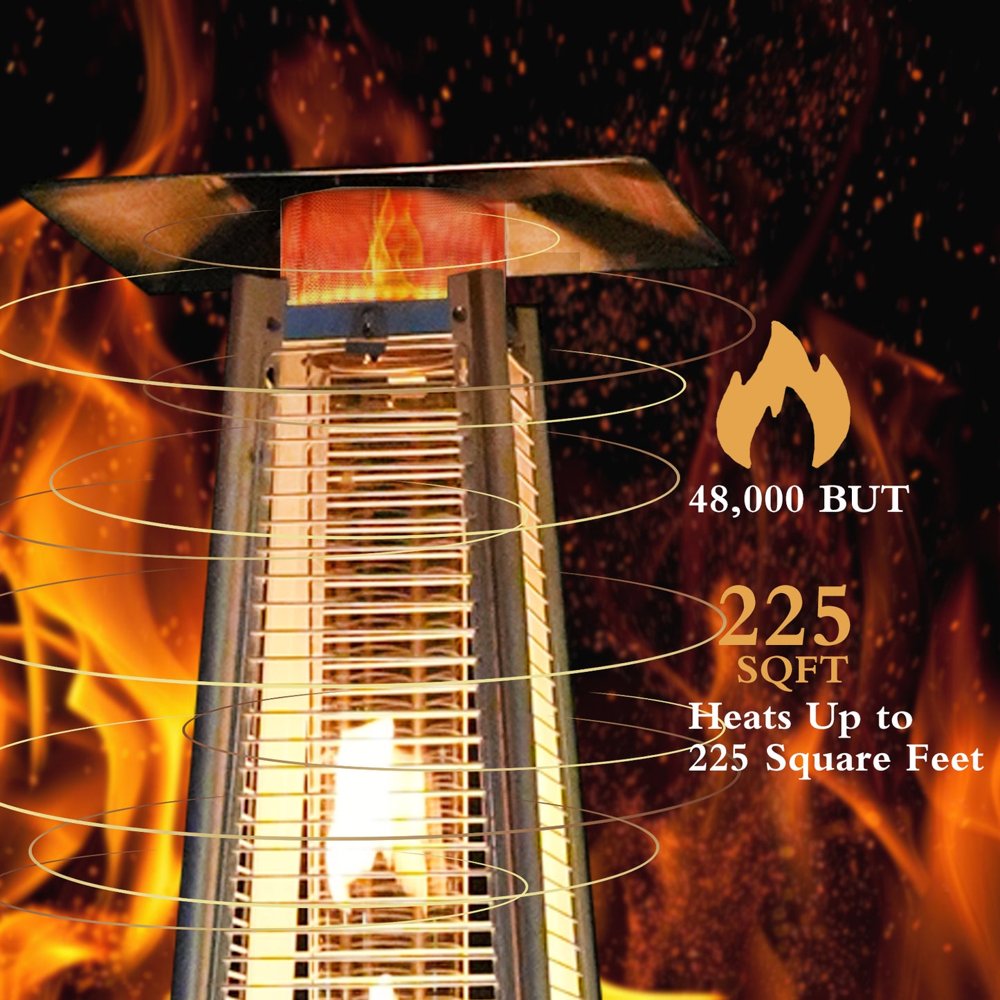 Kingchii 48,000 BTU Pyramid Outdoor Heater with Wheels