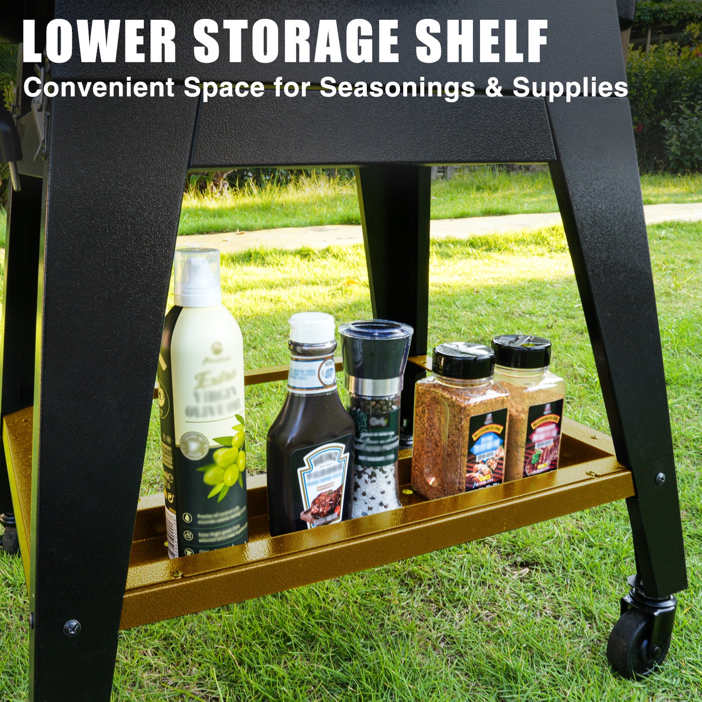 KingChii Wood Pellet Grill with Lower Storage Shelf for Outdoor BBQ Accessories