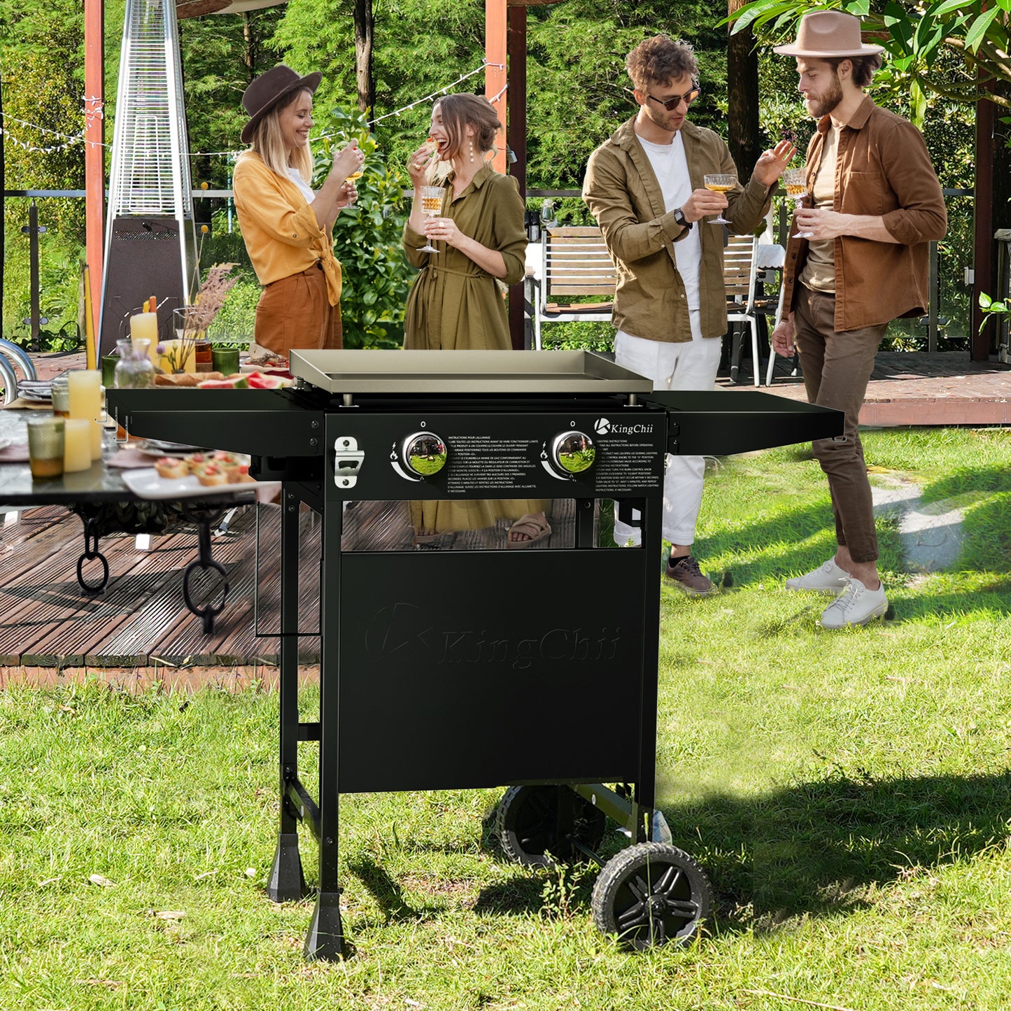 KingChii 2-Burner 19" Propane Griddle for Backyard & Patio