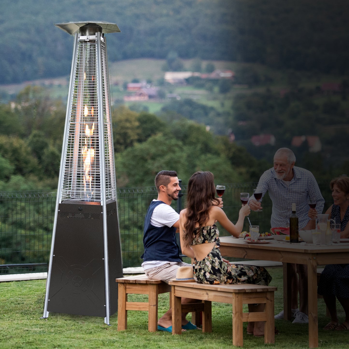 Kingchii 48,000 BTU Pyramid Outdoor Heater with Wheels