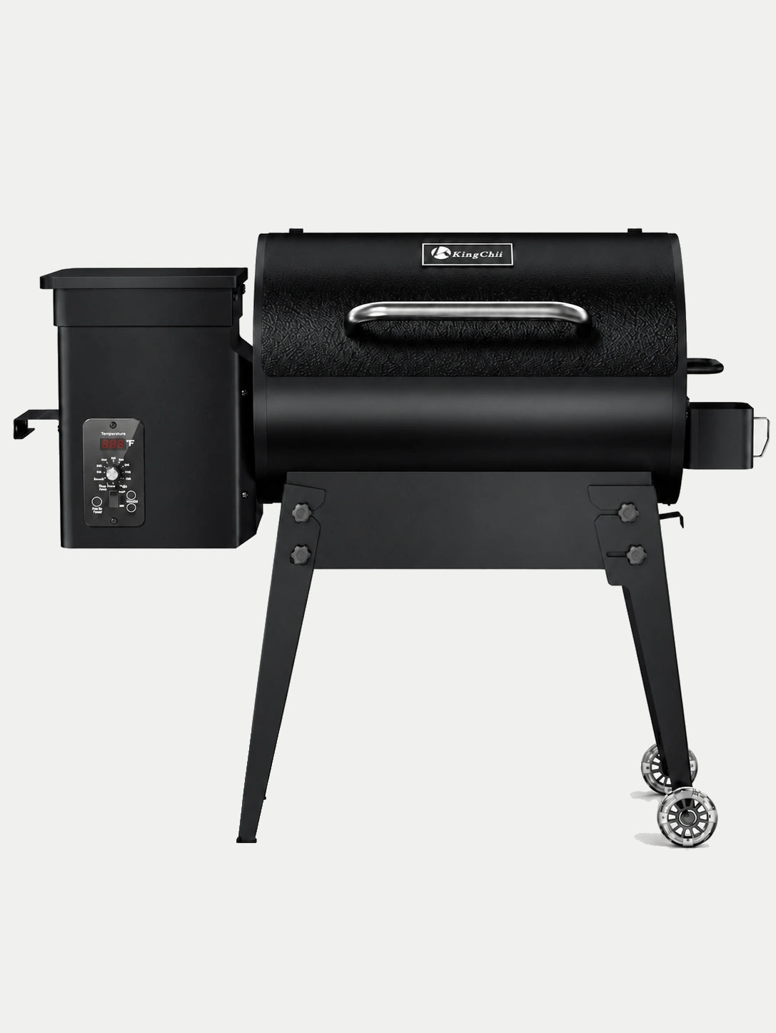 KingChii Outrider 456 black portable pellet grill with foldable legs