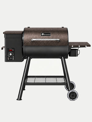 KingChii Ironcrest 456 pellet grill with side and lower storage shelves