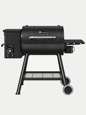 KingChii Ironcrest 456 black pellet grill with storage shelves