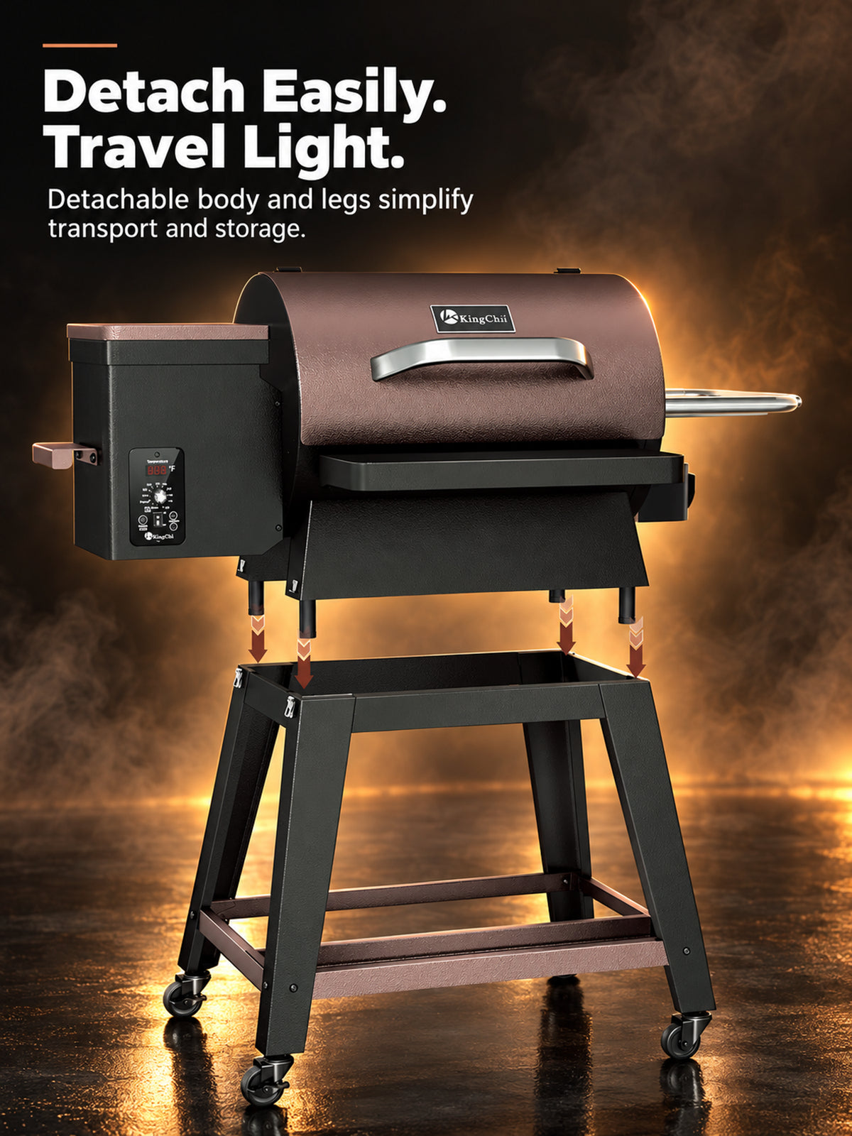 Nomad 485 detachable pellet grill shown fully assembled