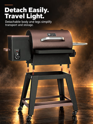 Nomad 485 detachable pellet grill shown fully assembled