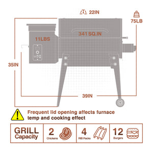 KingChii 456 sq in wood pellet grill and smoker, product image 2 of 9