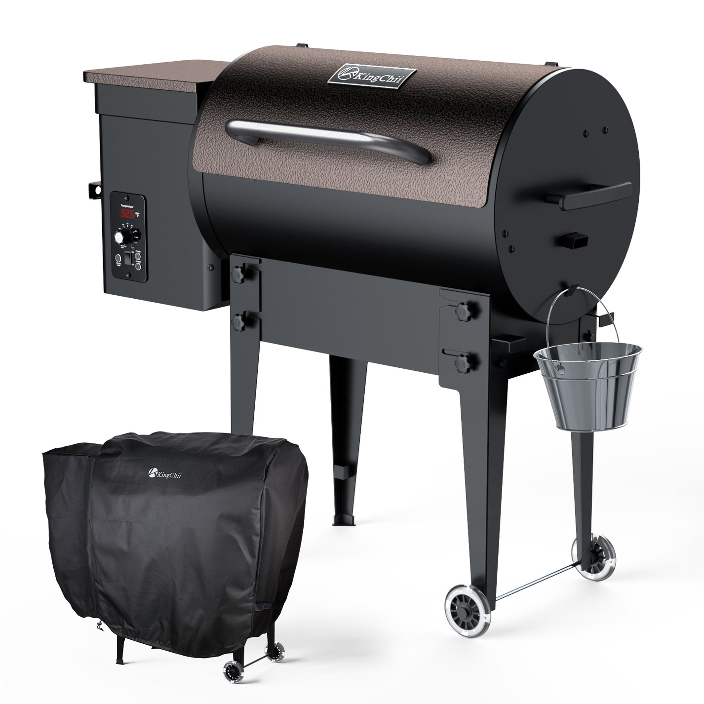 KingChii 456 sq. in Wood Pellet Smoker & Grill BBQ with Auto Temperatu ...