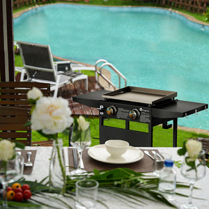 Portable Outdoor Propane Griddle with Wheels for Patio Backyard and Camping