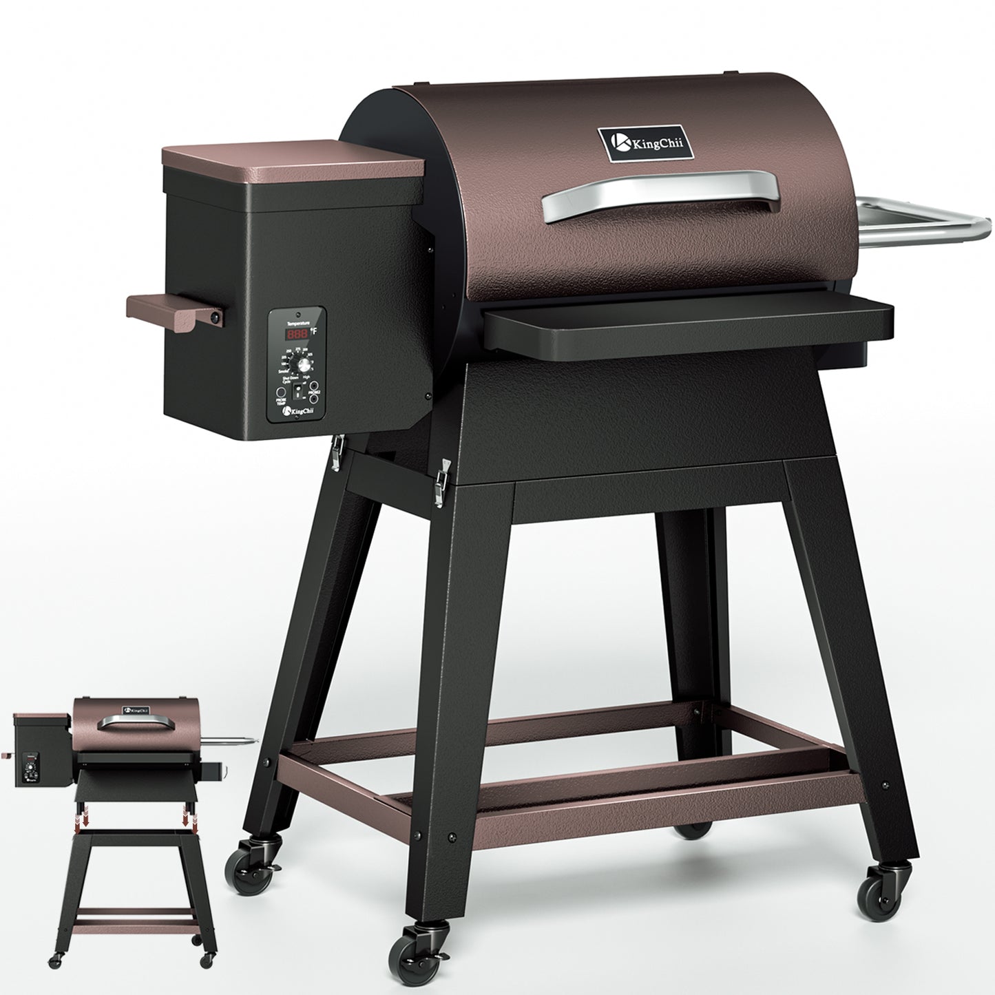 KingChii 485 Sq. In. Wood Pellet Grill and Smoker with Detachable Body and Legs