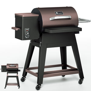 KingChii 485 Sq. In. Wood Pellet Grill and Smoker with Detachable Body and Legs