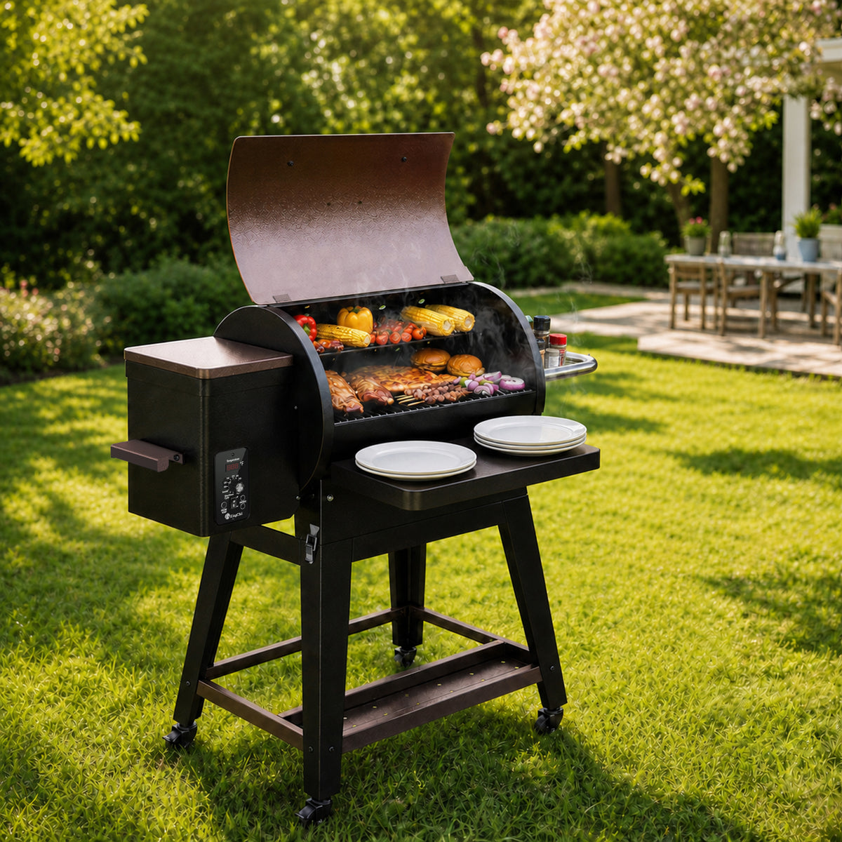 KingChii Portable Wood Pellet Grill and Smoker for Backyard Family BBQ