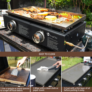 Portable Tabletop Propane Griddle with Grease Management System for Easy Cleaning