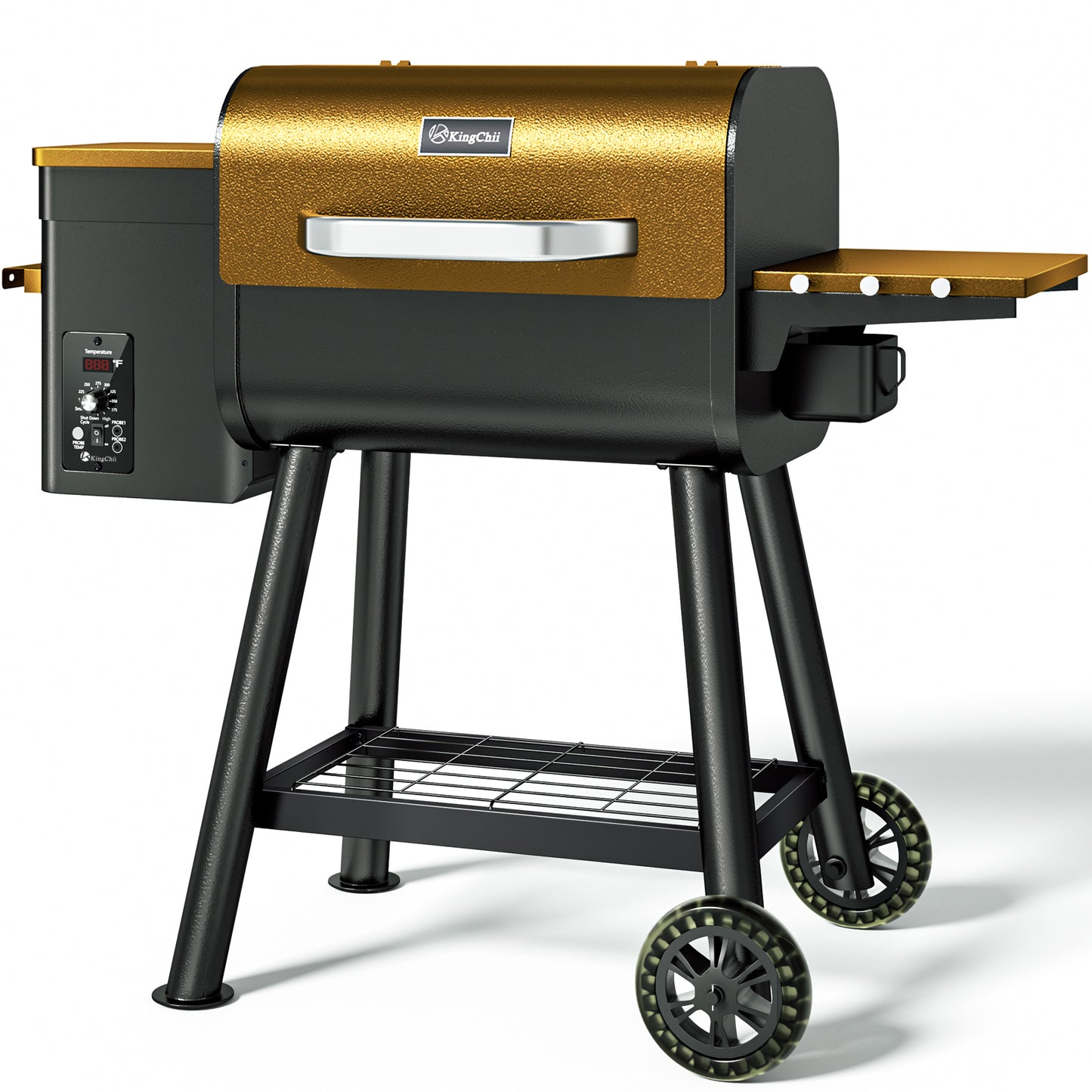 KingChii 456 SQ.IN. Wood Pellet Grill & Smoker with UPDATED Automatic Temperature Control, Bronze