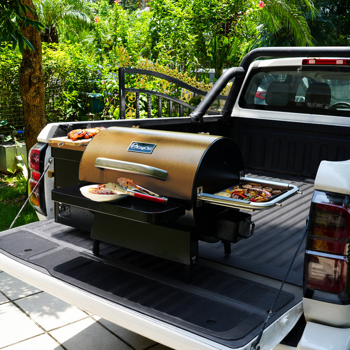 KingChii Portable Wood Pellet Grill for Pickup Truck Camping and Tailgating