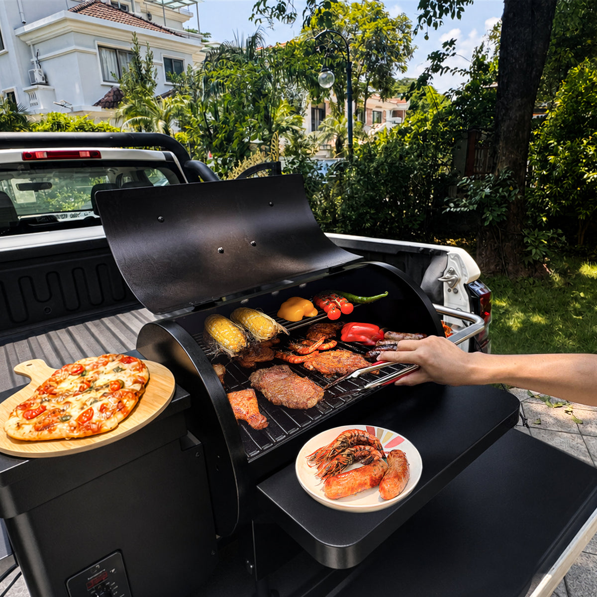 KingChii Portable Wood Pellet Grill for Tailgating Camping and Outdoor Cooking