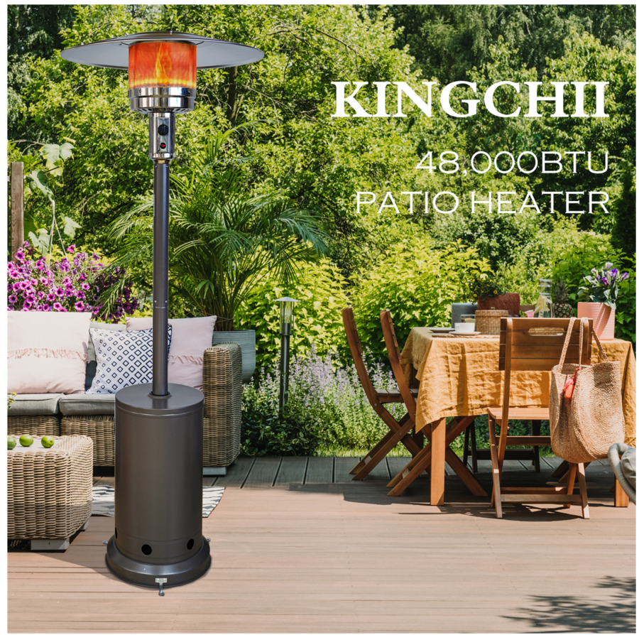 KingChii 48,000 BTU Propane Gas Outdoor Freestanding Patio Heater, Stainless Steel