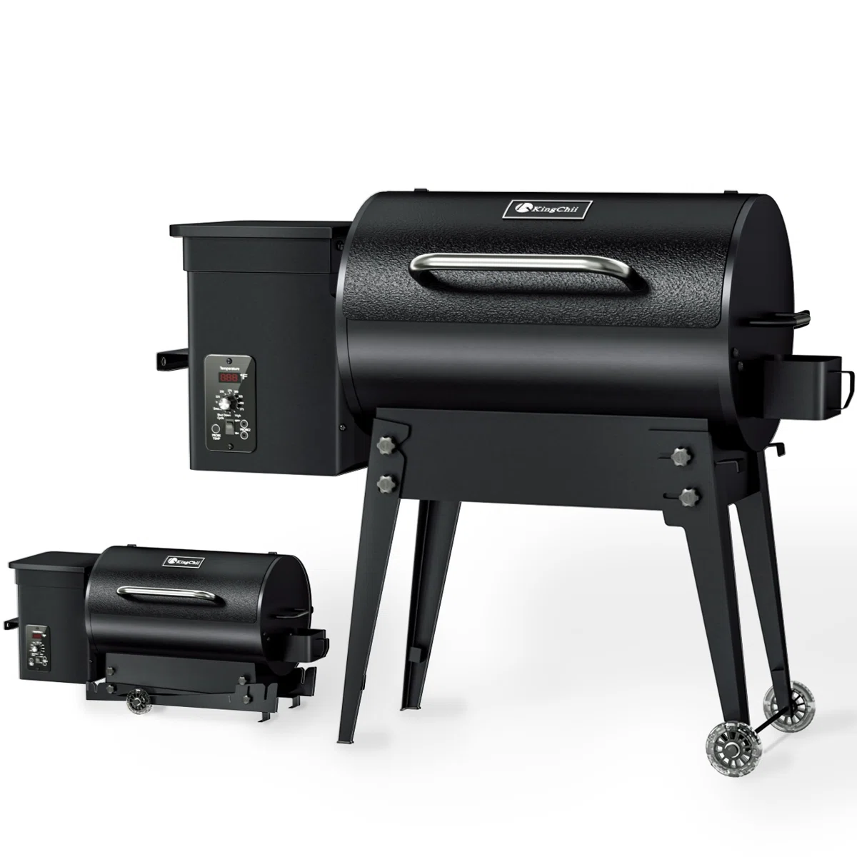 456 sq. in. Wood Pellet Grill and Smoker BBQ with PID Auto Temperature Control, Folding Legs for Patio or RV in Black