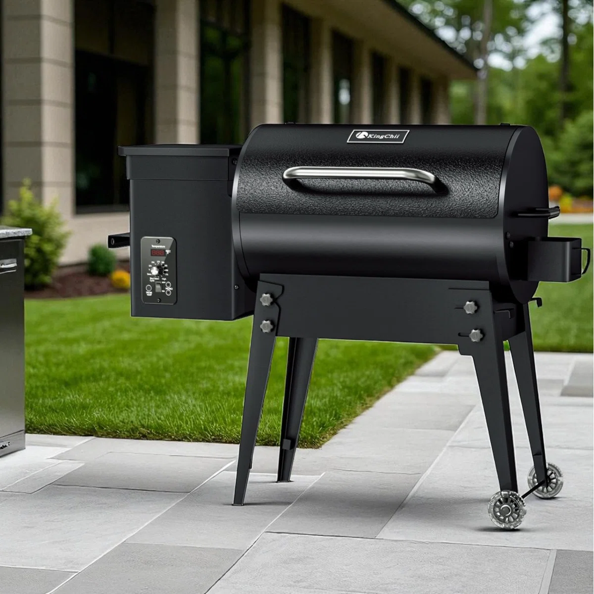 456 sq. in. Wood Pellet Grill and Smoker BBQ with PID Auto Temperature Control, Folding Legs for Patio or RV in Black