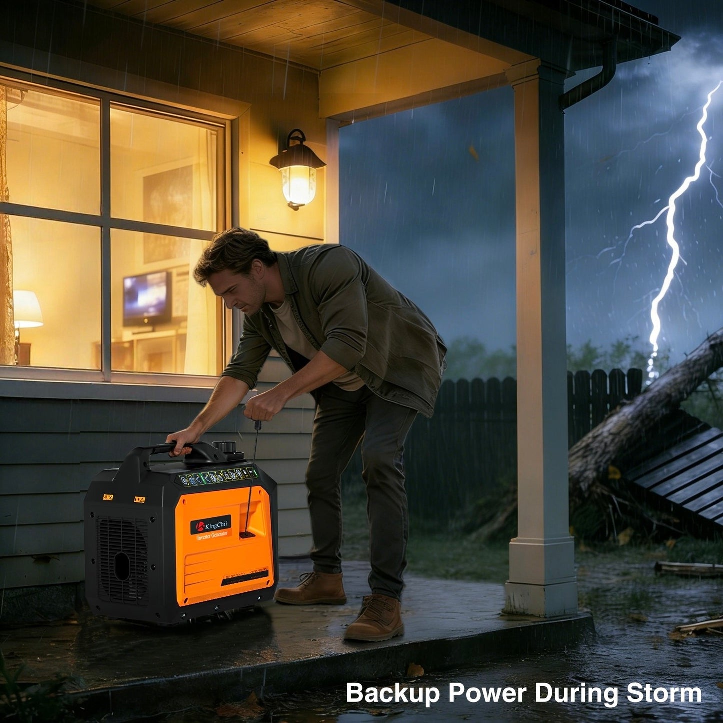 Kingchii 2500W Inverter Generator, Portable Gas Powered, RV Ready, ECO Mode, Low Oil Shutdown, EPA Compliant, for Camping & Home Backup