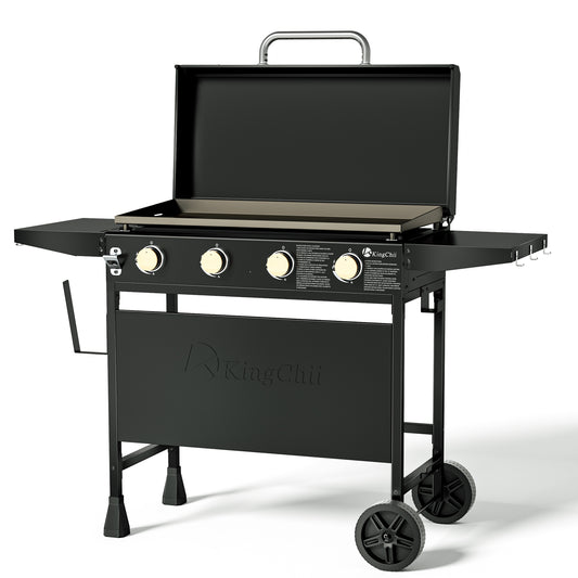 KingChii 4-Burner 35" Propane Griddle with Hard Cover for Camping, Tailgating, BBQ, Parties, Backyard & Patio