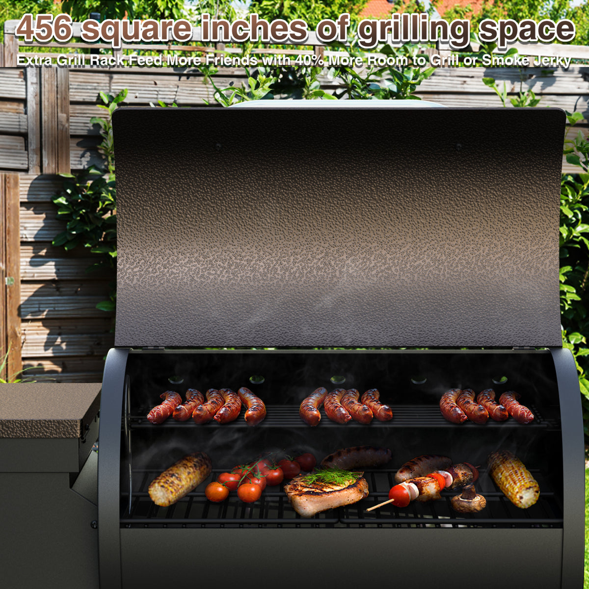 KingChii Wood Pellet Grill and Smoker Cooking BBQ Meat with Rich Wood-Fired Flavor