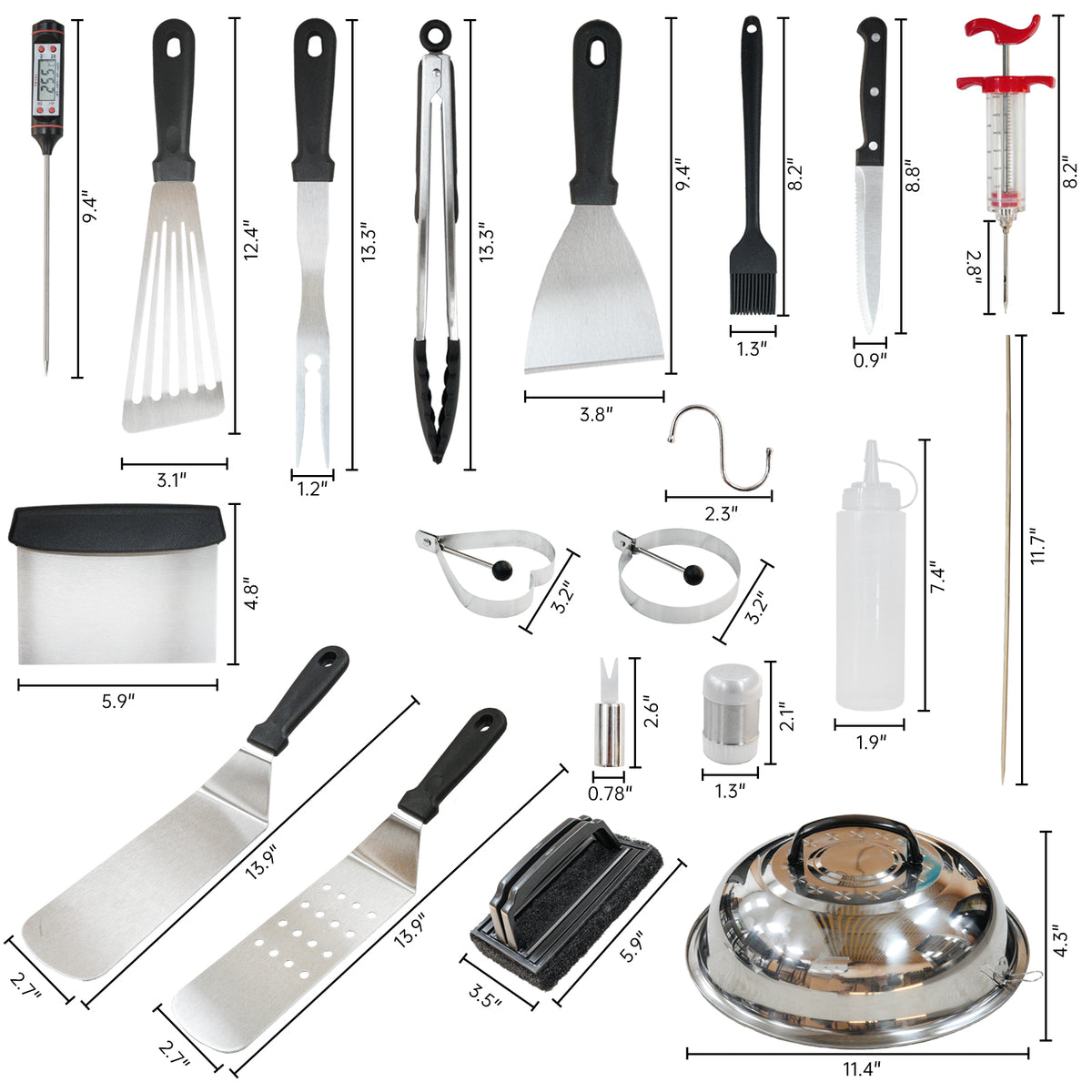 KingChii 135-piece griddle toolkit for camping and patio cooking