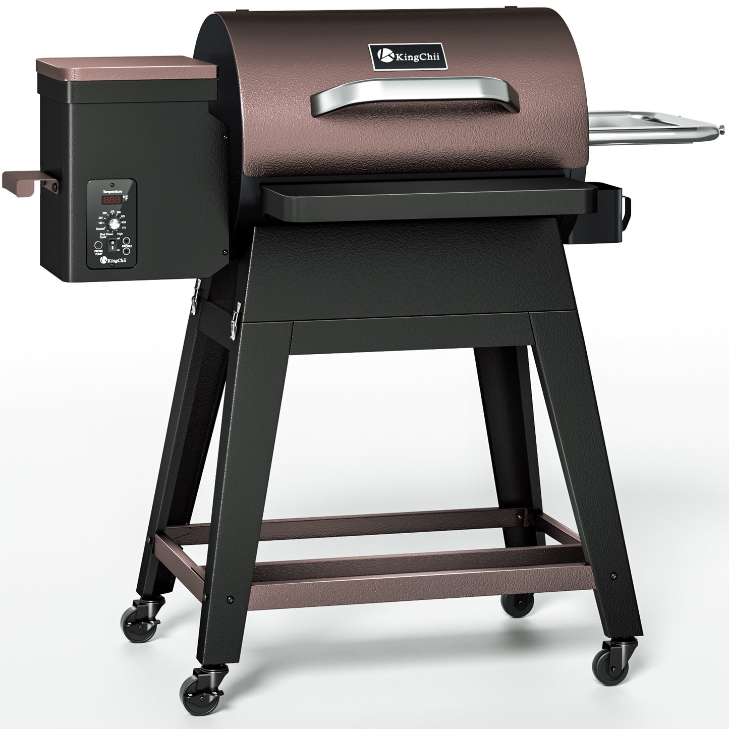 KingChii Wood Pellet Grill & Smoker with Detachable Body and Legs, 485 Sq. In. Cooking Capacity, Easy to Move & Compact Storage for Outdoor Patio BBQ(Up to 425°F), Brown