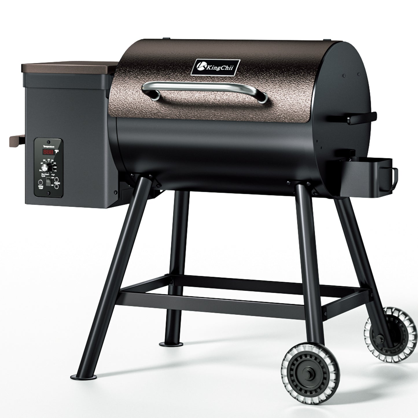 KingChii 456 SQ.IN Wood Pellet Grill Smoker with Auto Temperature Control for Outdoor RV 8-in-1 BBQ, Bronze