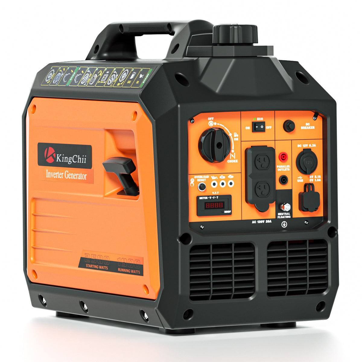 KingChii 2500 Watt Portable Inverter Generator, Gas Powered, EPA Compliant, up to 11H Runtime, Quiet 58dB for Home Backup, Camping, Outdoor Use & RV Travel
