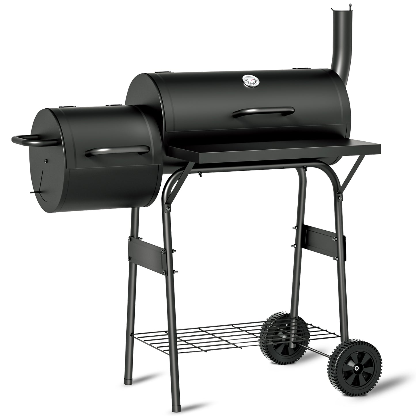 KingChii BBQ Charcoal Smoker and Grills, Offset Smoker for Outdoor, Garden, Patio and Backyard, Black