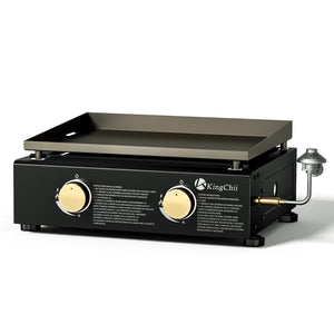 KingChii Portable Propane Griddle with 2 Burners for Outdoor Cooking and Camping