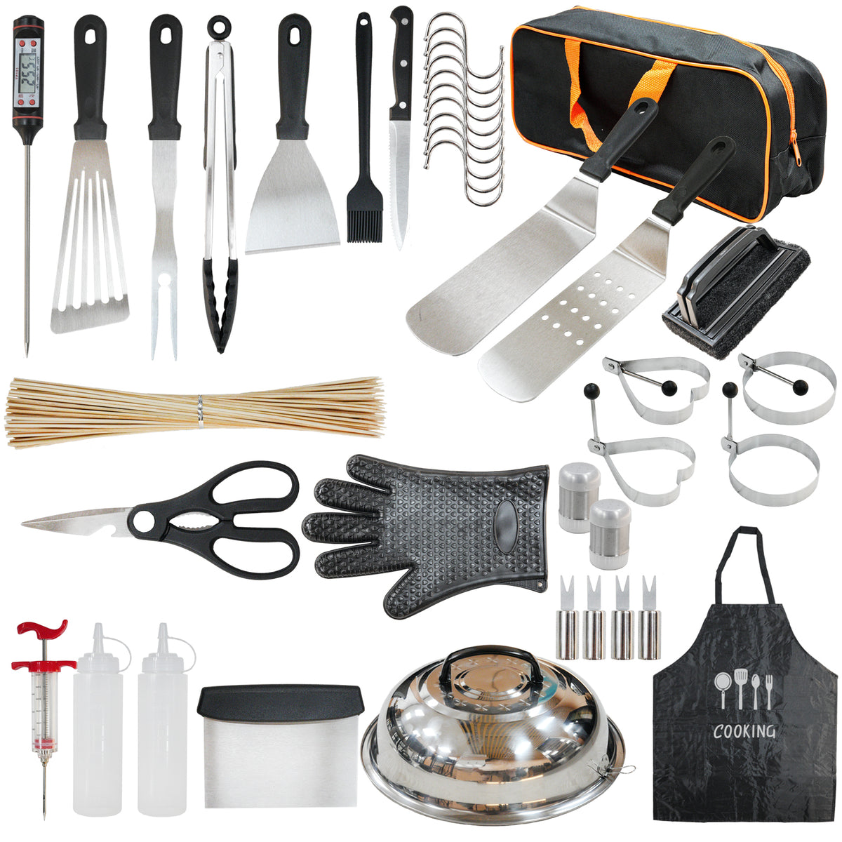 KingChii 135-piece griddle accessories kit for outdoor barbecue cooking