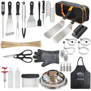 KingChii 135-piece griddle accessories kit for outdoor barbecue cooking