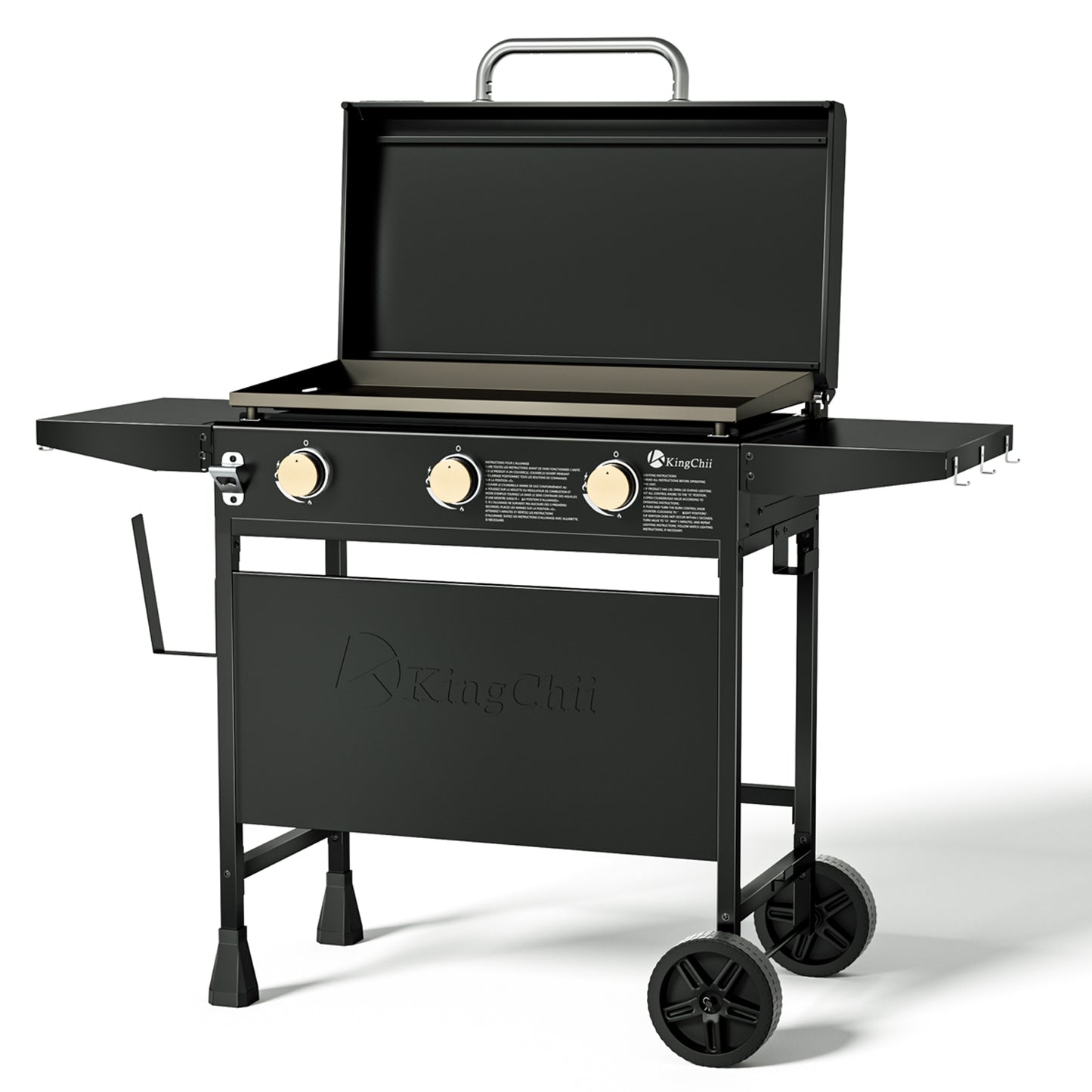 KingChii 3-Burner 28" Propane Griddle with Hard Cover for Camping, Tailgating, BBQ, Parties, Backyard & Patio