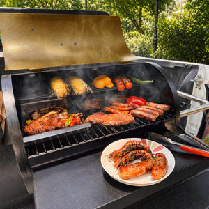 KingChii Wood Pellet Smoker Cooking Meat and Vegetables for Outdoor BBQ