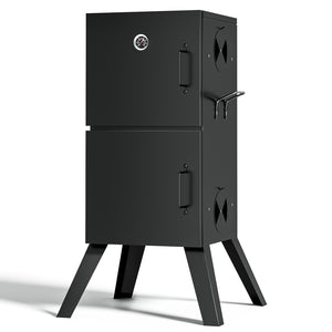 KingChii Portable Vertical Charcoal BBQ Smoker with Double Door Design