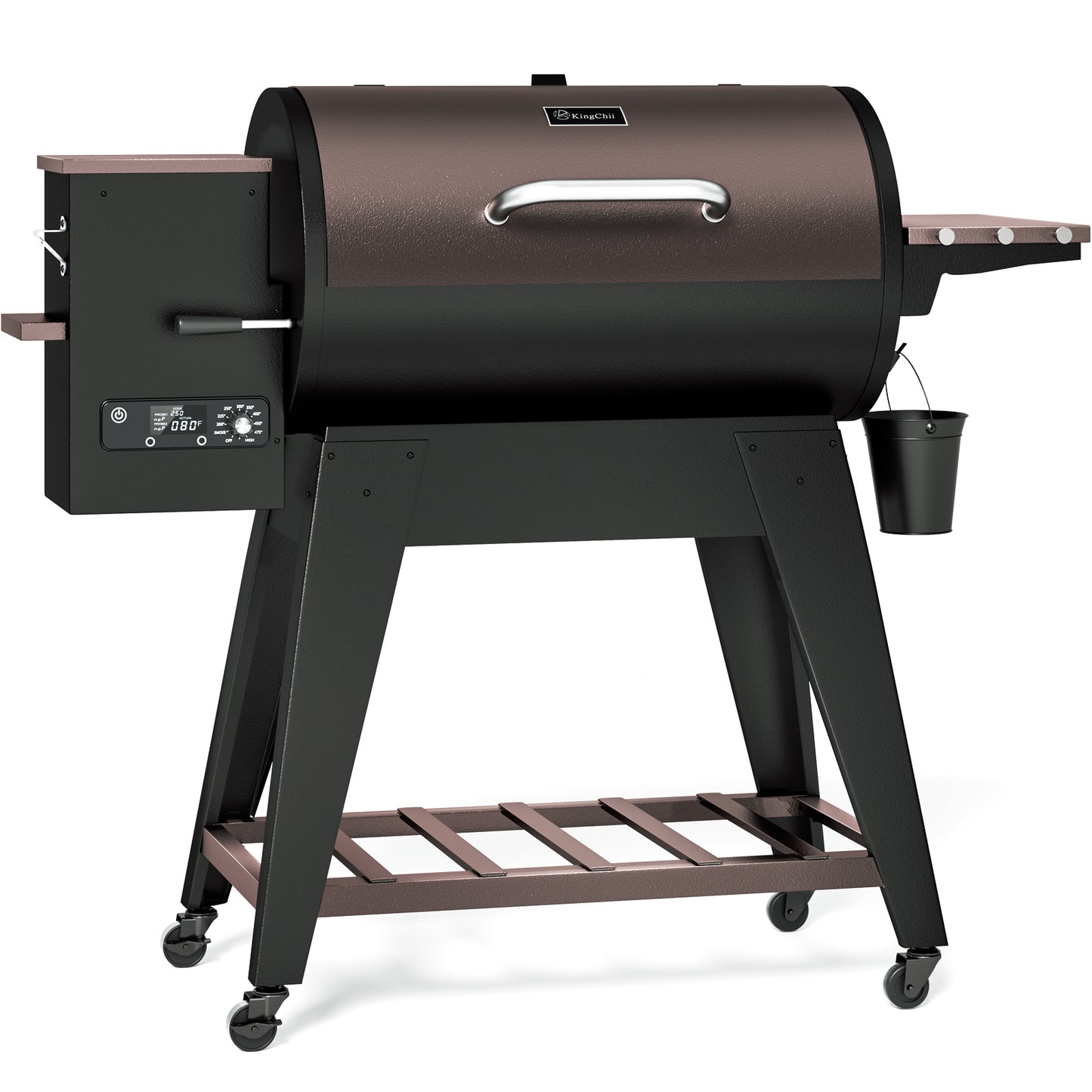 KingChii Wood Pellet Grill & Smoker, 766 Sq. In. Capacity, 18.3 lb Hopper - Brown