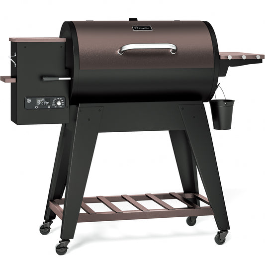 KingChii Wood Pellet Grill & Smoker, 766 Sq. In. Capacity, 18.3 lb Hopper - Brown