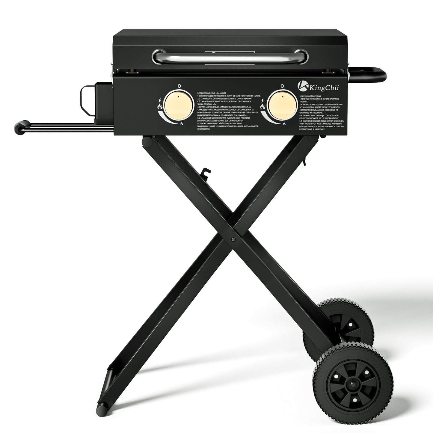 KingChii 2-Burner 19" Propane Griddle with Flex-fold Legs for Camping, Tailgating, BBQ, Parties, Backyard & Patio